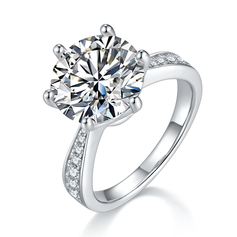 微镶灵动S925银镀白金MoissaniteWomen's Ring5.0ctD级